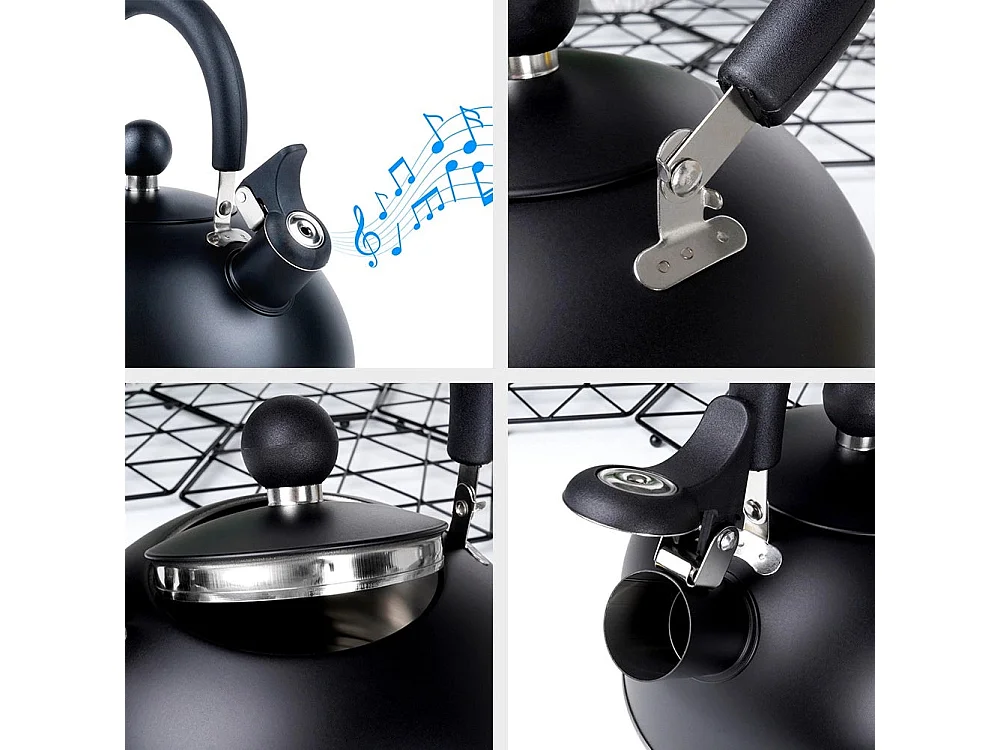 Bouilloire sifflante en acier noir 3 litres