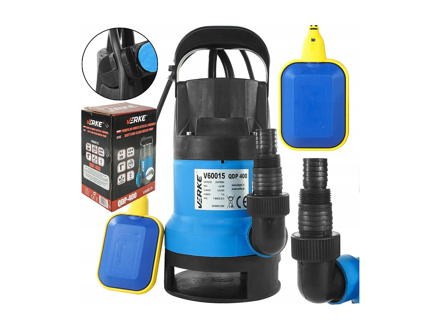 Pompe  submersible vide cave Eaux propre Sales 400 W avec flotteur