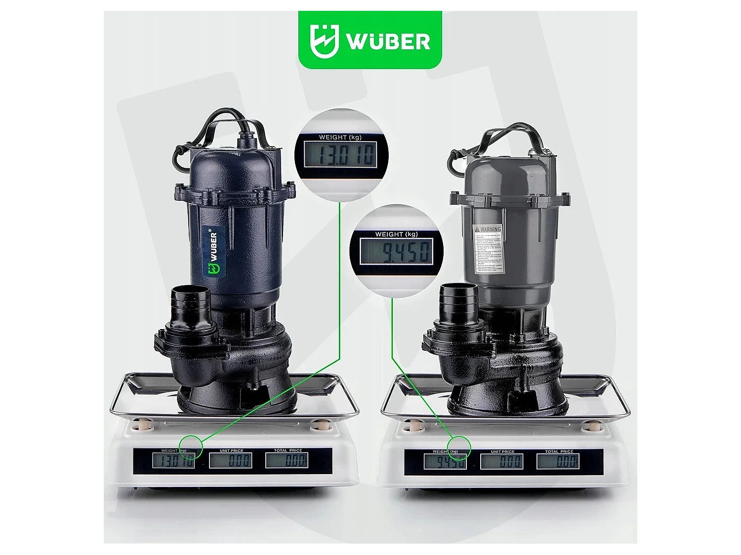 Pompe vide cave fosse septique avec broyeur d'eau + TUYAU 2'' 30M WUBER 2500 W 18000 l/h