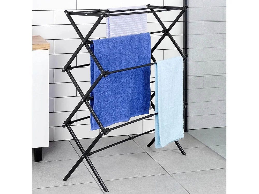 Verstelbaar Metaal Zwart Droogrek 47 tot 78 x 94 cm