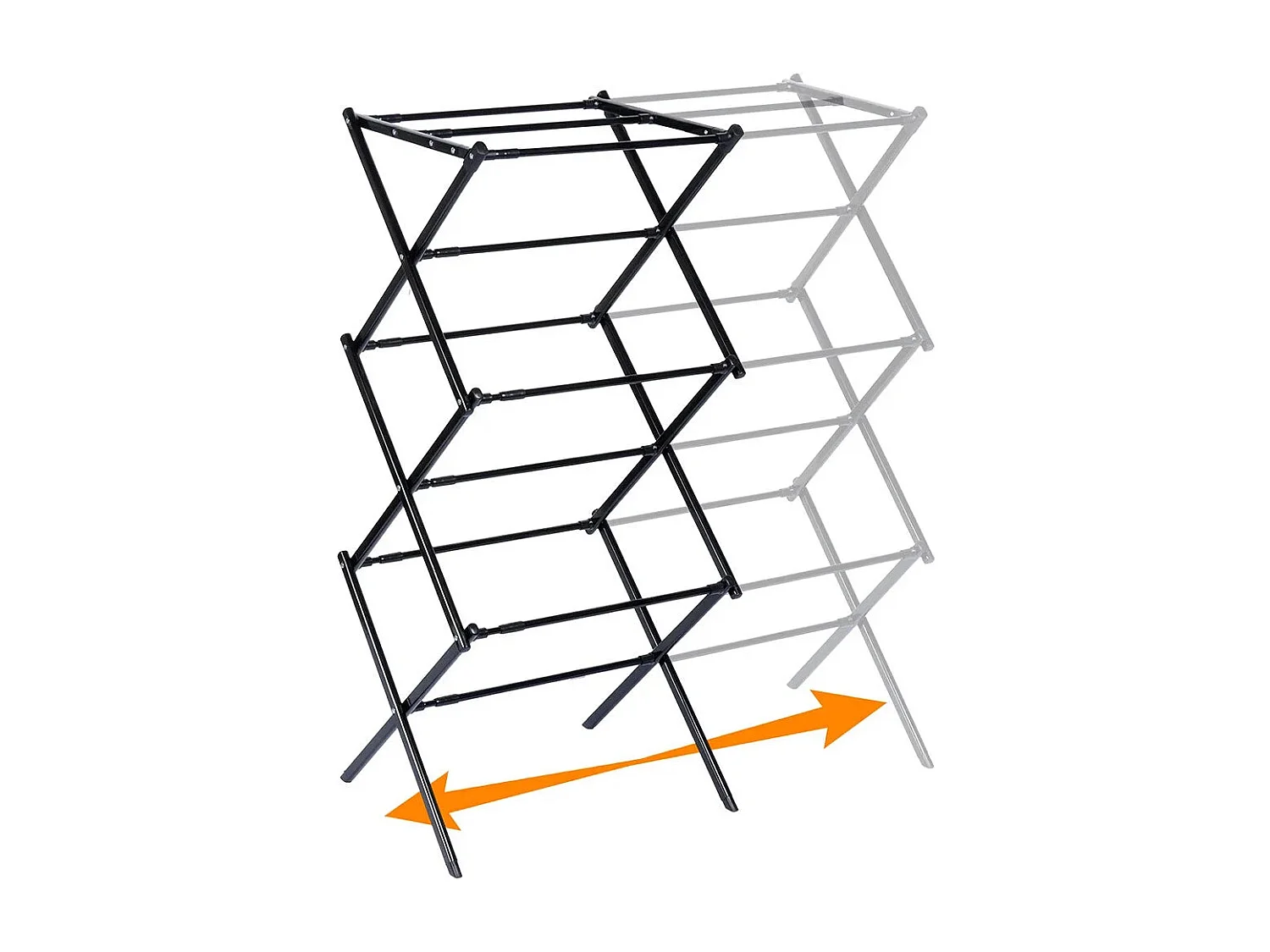 Etendoir a linge vertical extensible en métal noir 43-75 x 37,5 x 139 cm