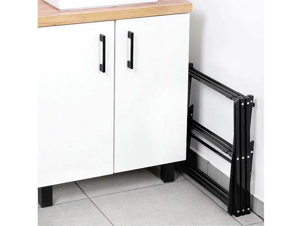 Etendoir a linge vertical extensible en métal noir 43-75 x 37,5 x 139 cm