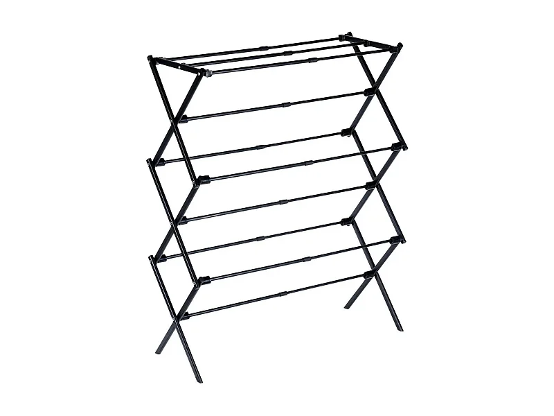 Etendoir a linge vertical extensible en métal noir 43-75 x 37,5 x 139 cm