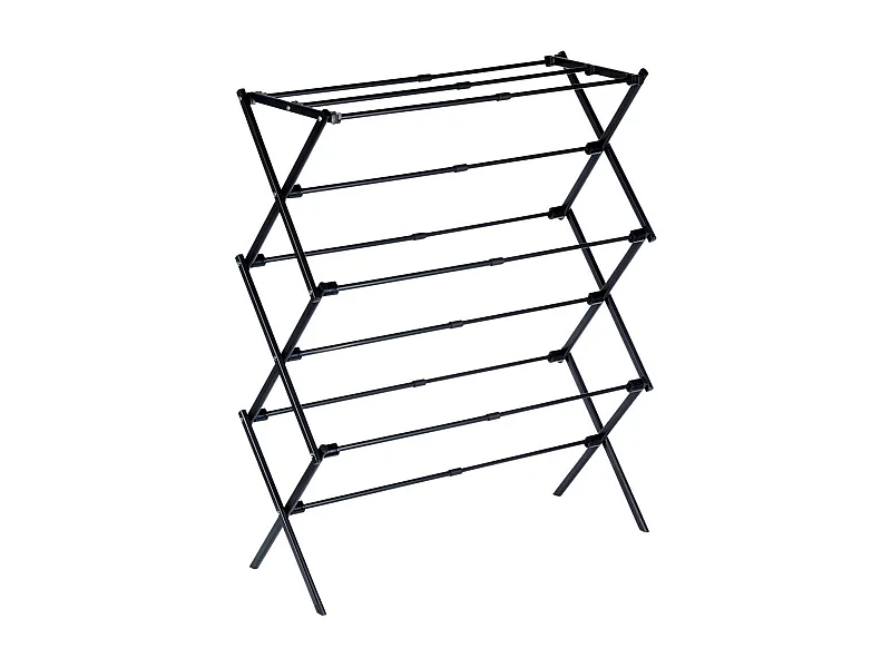 Etendoir a linge vertical extensible en métal noir 43-75 x 37,5 x 139 cm