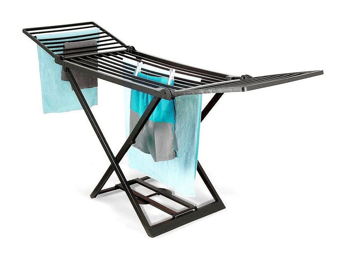 Étendoir à linge noir pliable XXL 208 cm