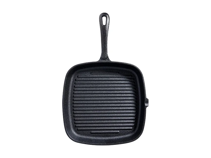 Poêle  a  grill carrée en fonte avec poignée silicone 24,5 x 24 cm