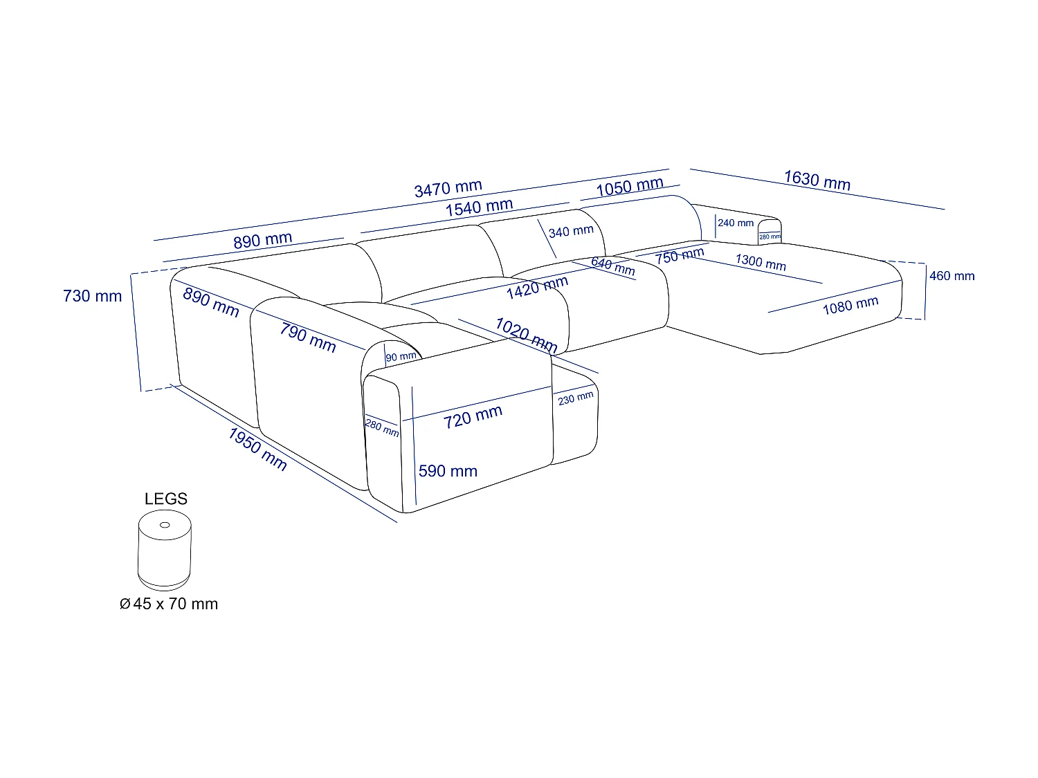 Grand canapé d'angle gauche panoramique en tissu bouclette blanc POGNI de Maison Céphy