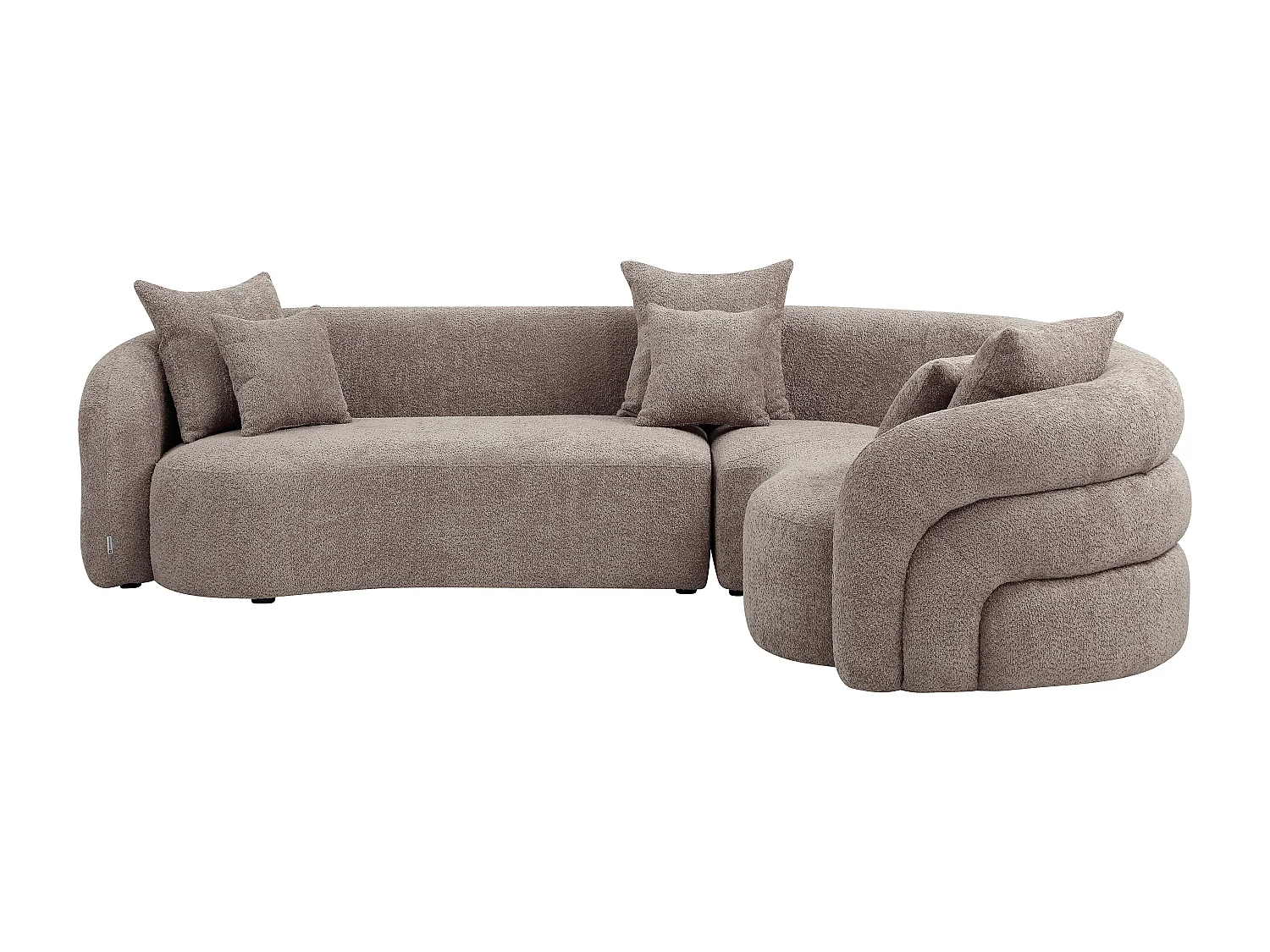 Canapé d'angle droit en tissu bouclette taupe LAPIOTA de Maison Céphy