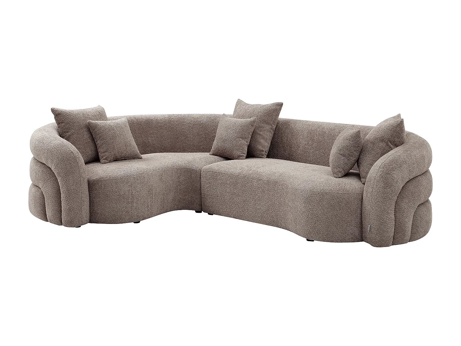 Canapé d'angle gauche en tissu bouclette taupe LAPIOTA de Maison Céphy