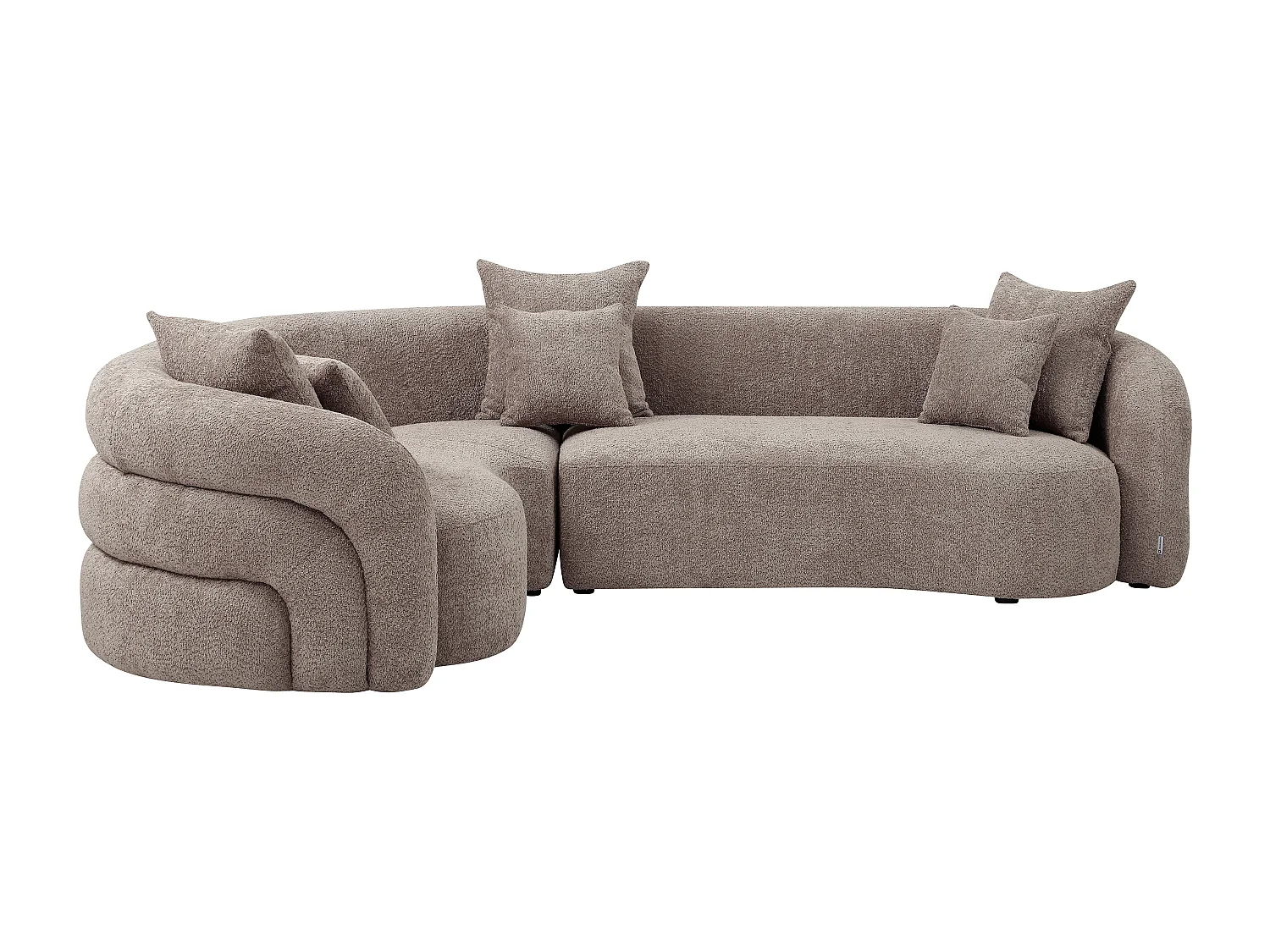 Canapé d'angle gauche en tissu bouclette taupe LAPIOTA de Maison Céphy