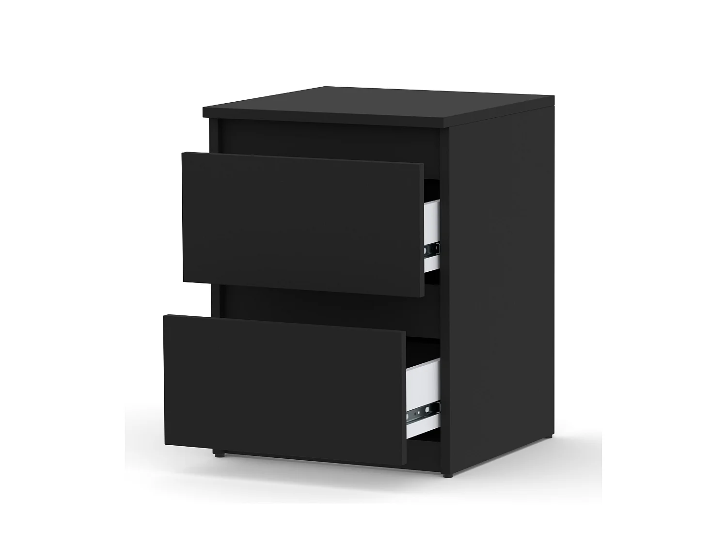 Table de chevet Noir  40X40X54cm, 2 tiroirs, meuble de nuit pour chambre à coucher