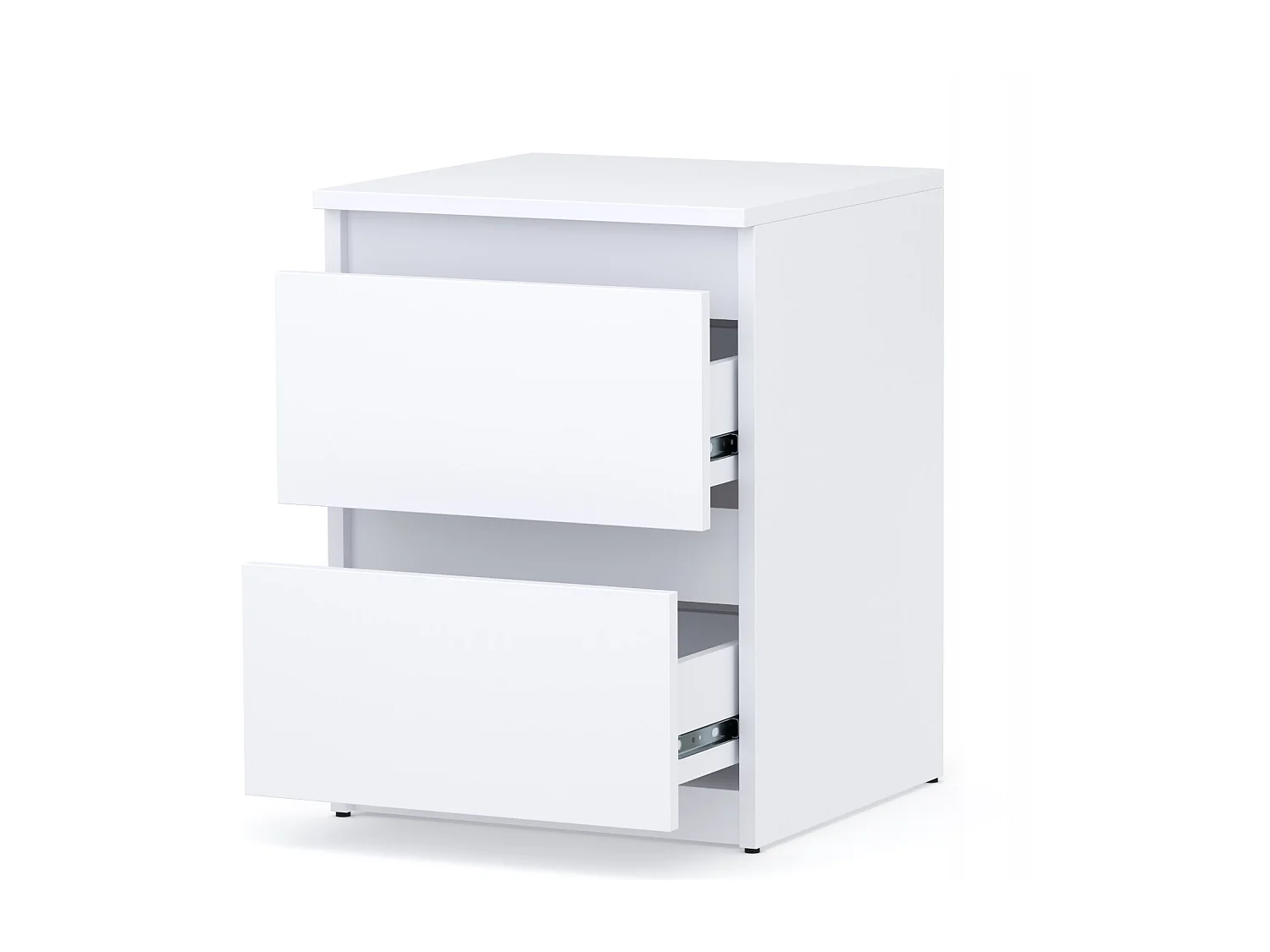 Nachtkastje Wit 40x40x54 cm, met 2 lades, nachtkast voor de slaapkamer