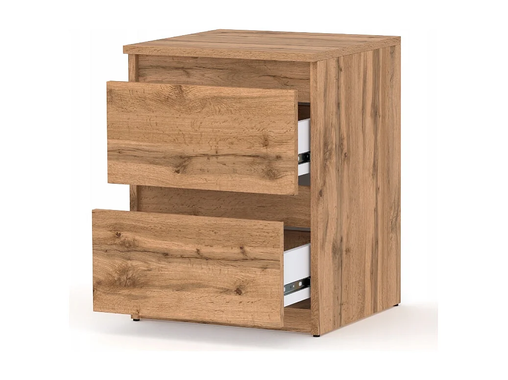 Nachtkastje Wotan Eiken 40x40x54 cm, met 2 lades, nachtkast voor de slaapkamer