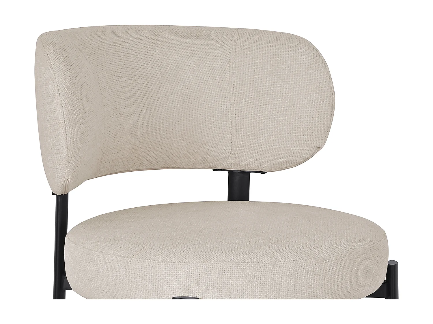 Lot de 6 chaises en tissu texturé et métal noir - Beige - ASILOVA