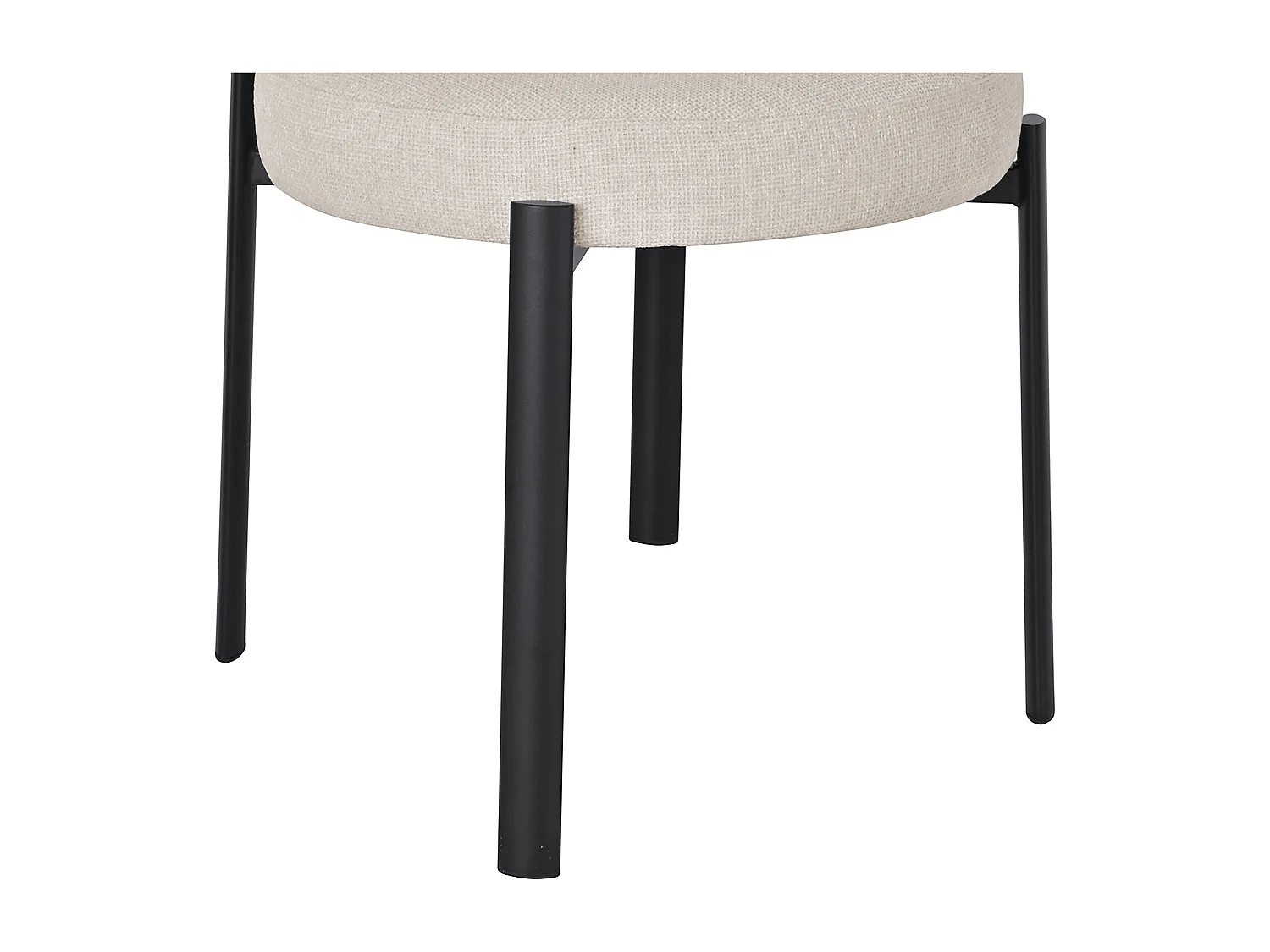 Lot de 6 chaises en tissu texturé et métal noir - Beige - ASILOVA