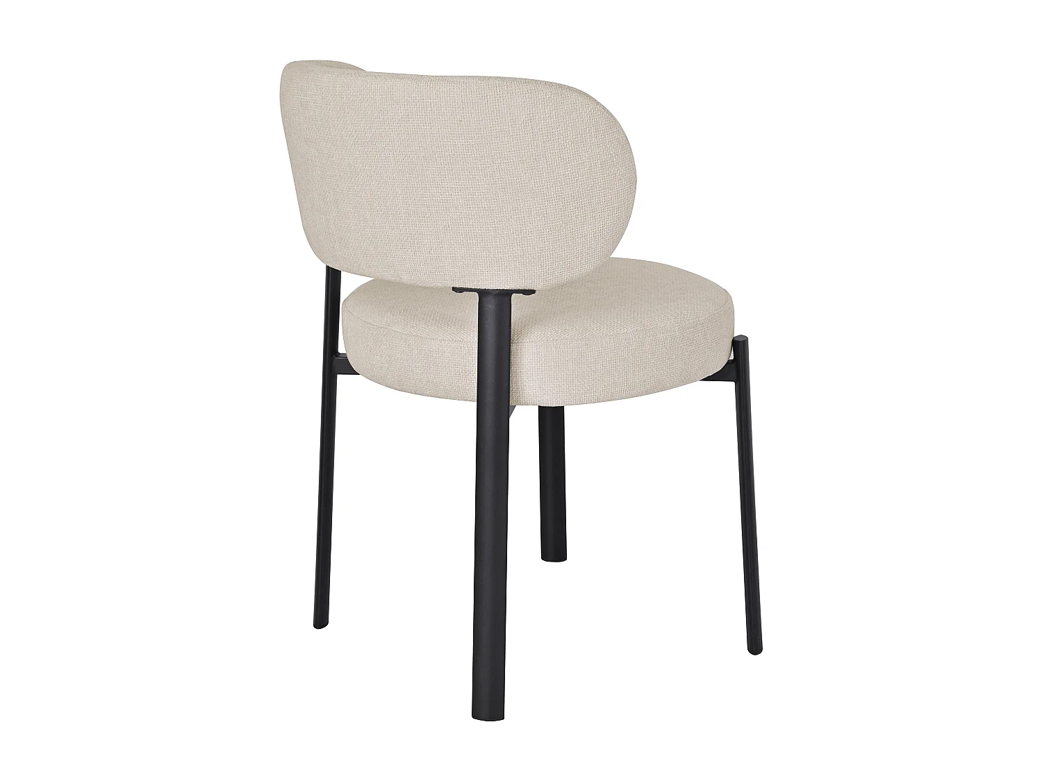 Lot de 6 chaises en tissu texturé et métal noir - Beige - ASILOVA