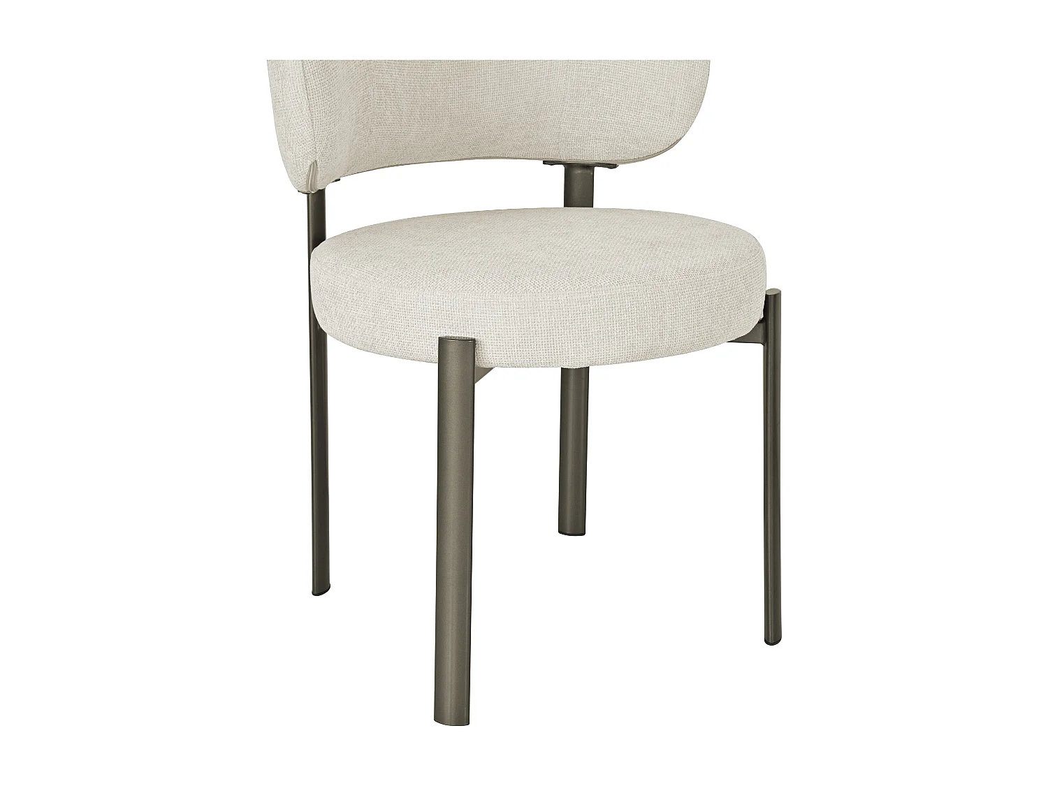 Lot de 6 chaises en tissu texturé et métal bronze - Crème - ASILOVA