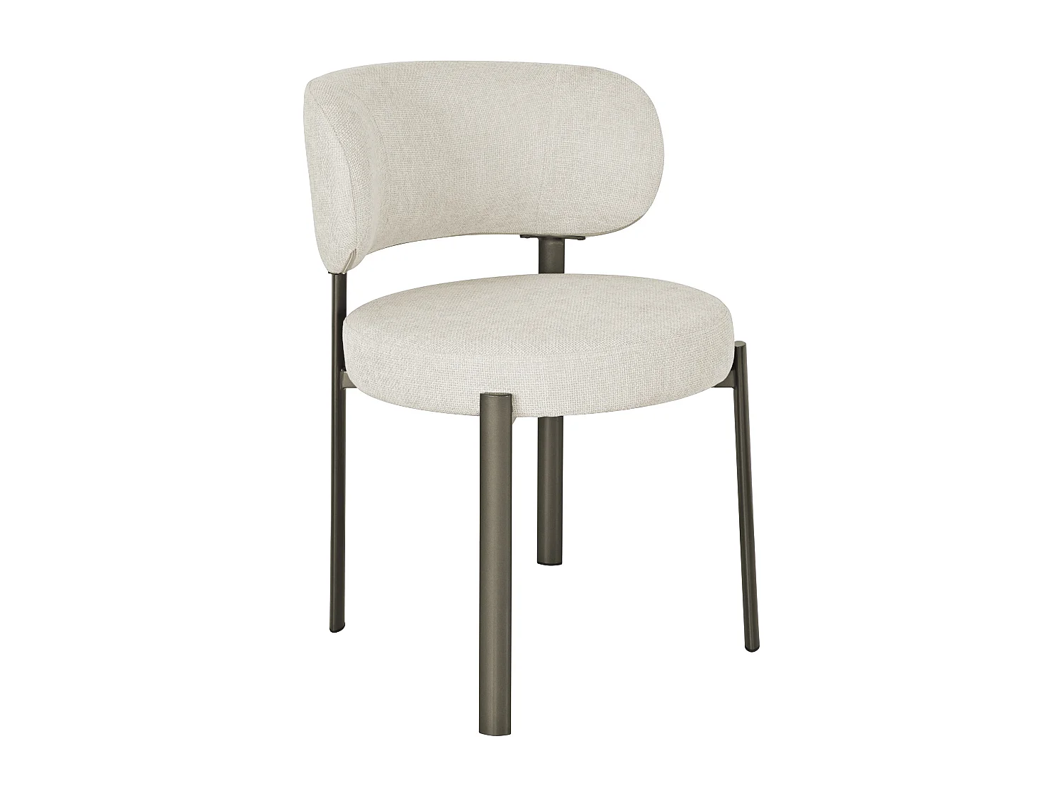 Lot de 6 chaises en tissu texturé et métal bronze - Crème - ASILOVA