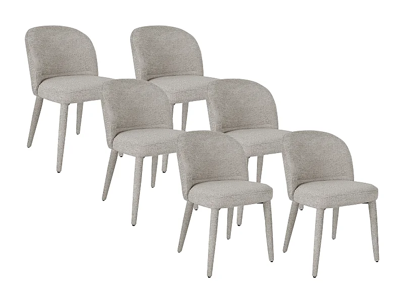 Lot de 6 chaises en tissu texturé - Beige - MUKLEA