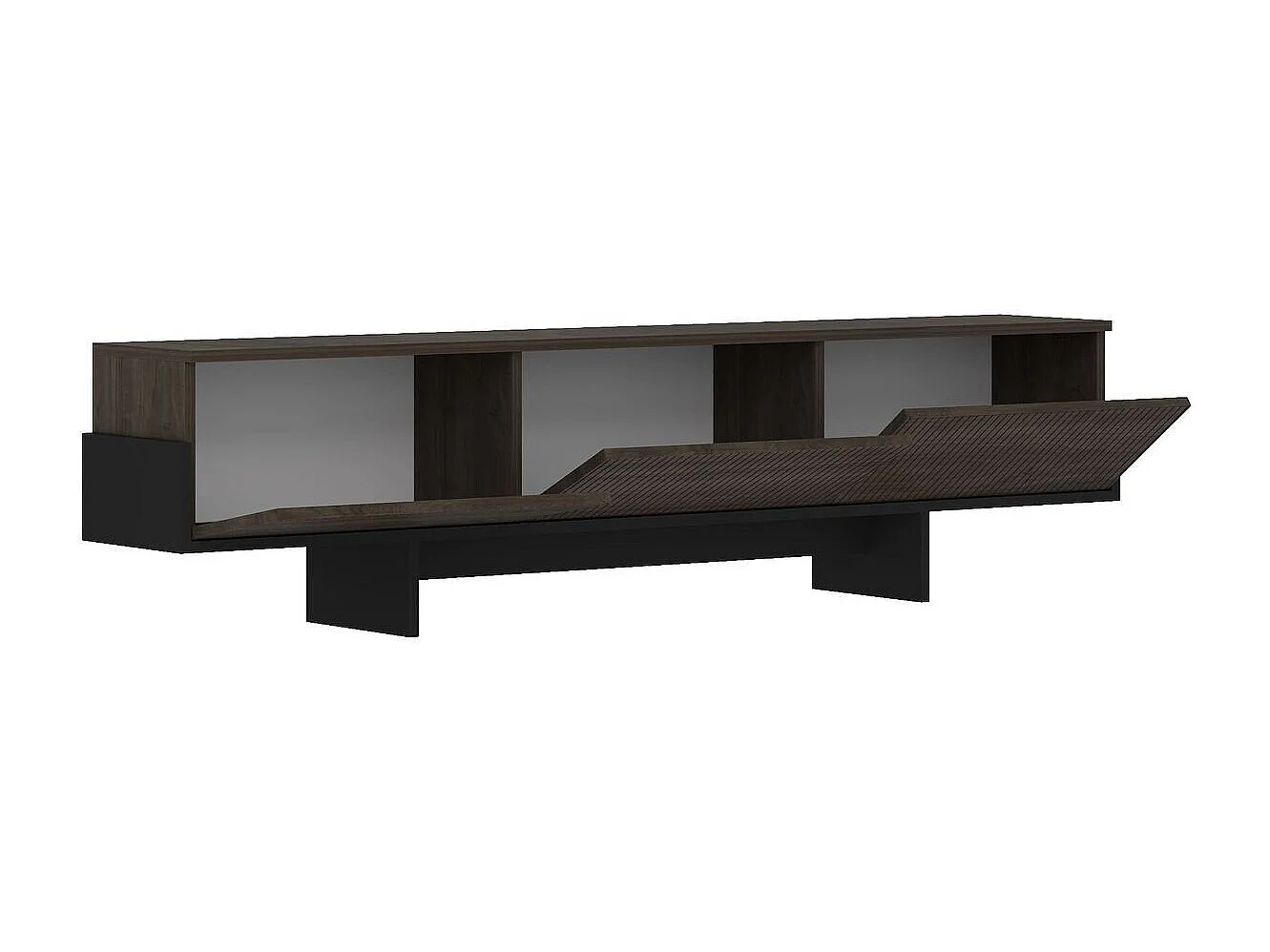 Mueble de TV de 3 puertas abatibles estriadas L185 cm - HELYO