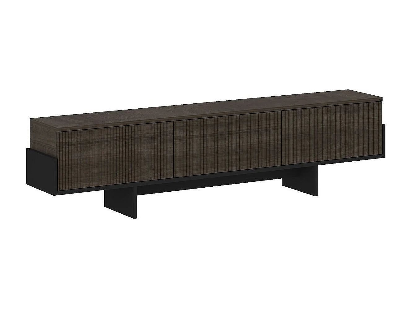 Mueble de TV de 3 puertas abatibles estriadas L185 cm - HELYO