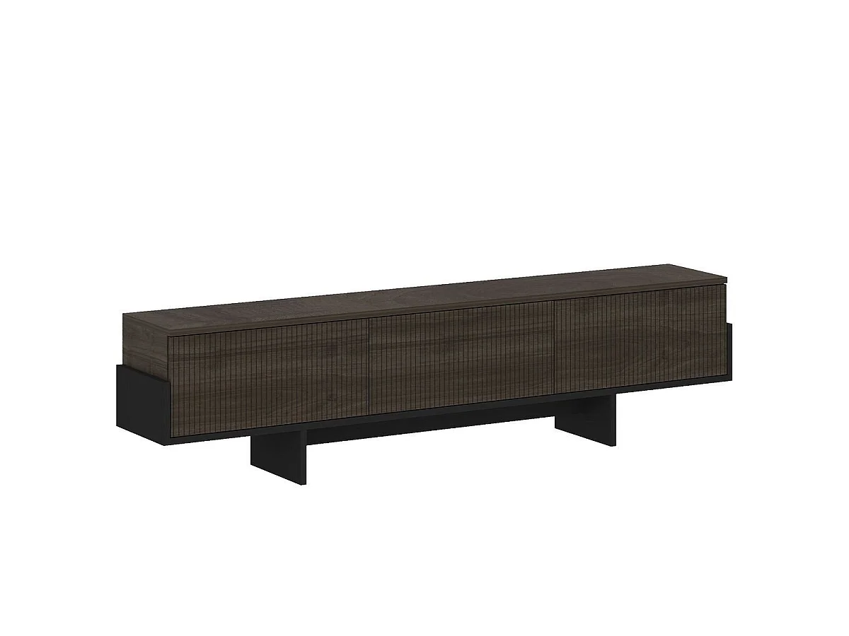 TV-Möbel mit 3 abklappbaren Türen, gestreift, L180 cm - HELYO