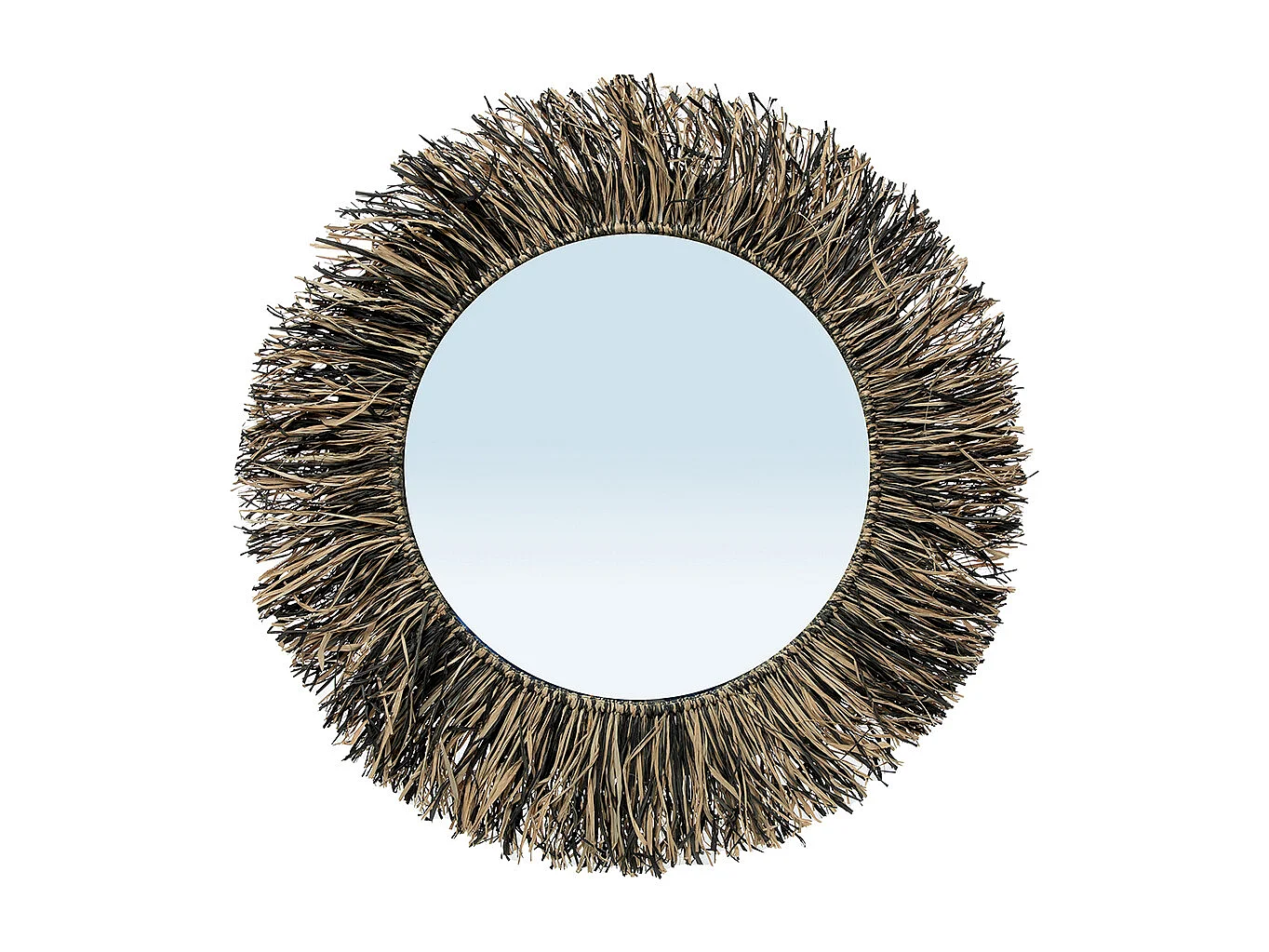 Le Miroir Raffia Fringe - Noir Naturel - L