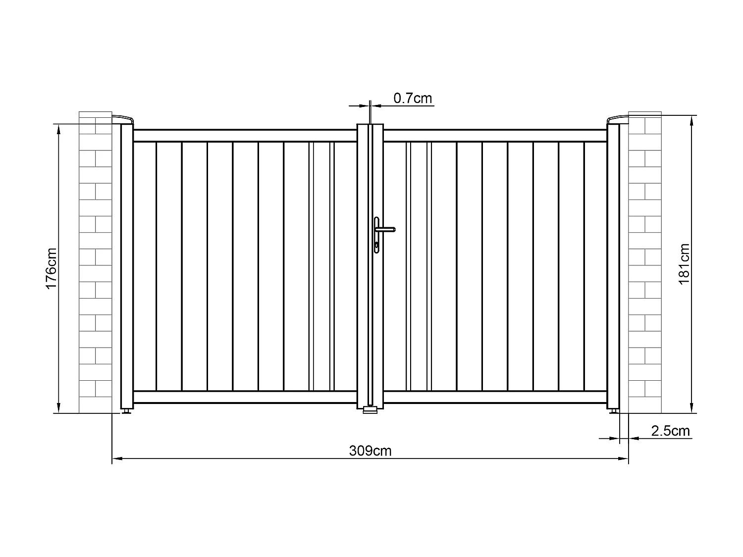 Portail électrique battant en aluminium semi ajouré L309 x H181 cm anthracite - TOROMA