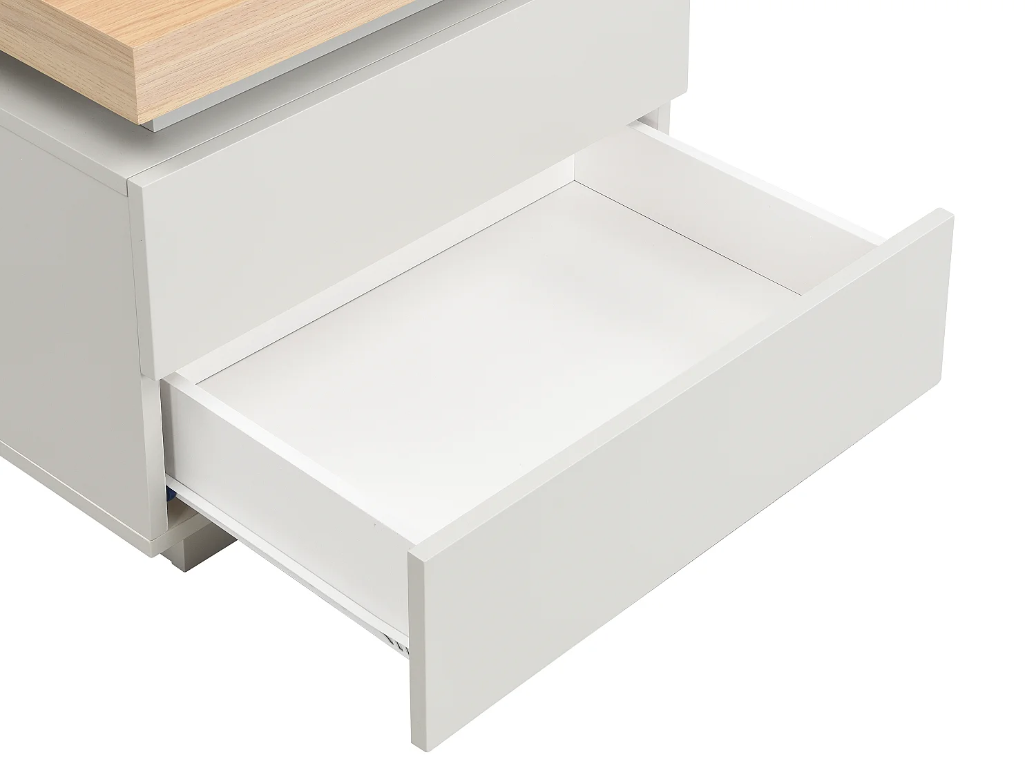 Lot de 2 tables de chevet – 2 tiroirs – MDF laqué – Avec LEDs –Coloris : Naturel et Beige – HALO