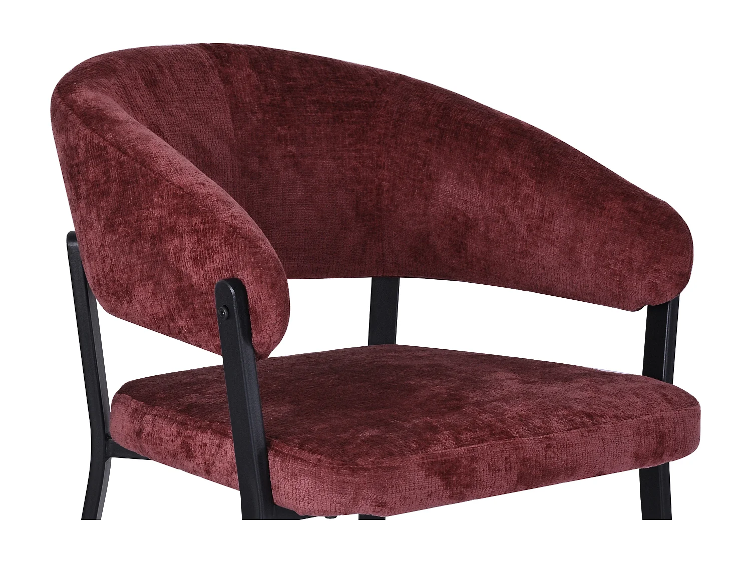 Lot de 6 chaises avec accoudoirs en tissu texturé et métal noir - Bordeaux - AVRELA