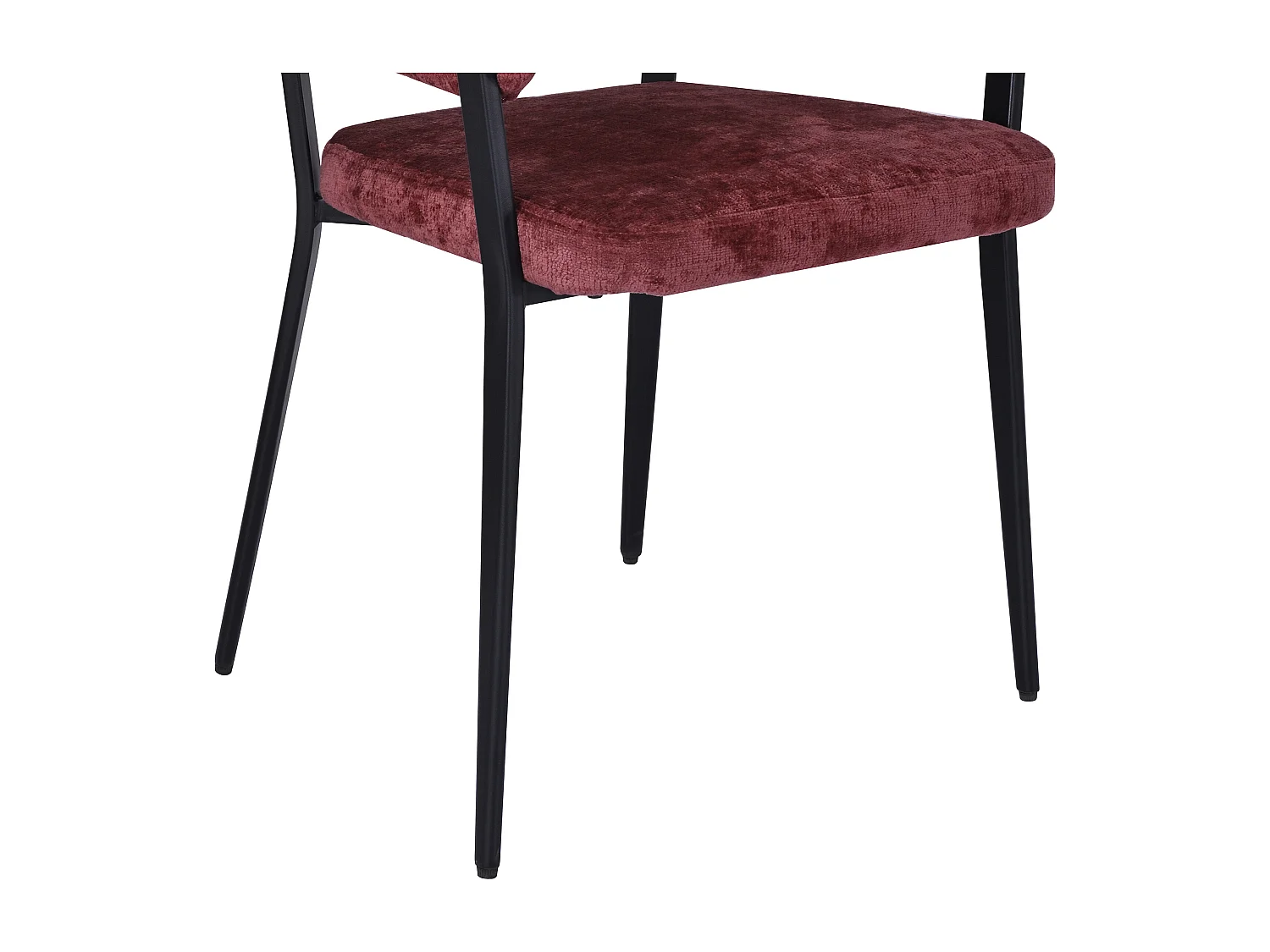 Lot de 6 chaises avec accoudoirs en tissu texturé et métal noir - Bordeaux - AVRELA