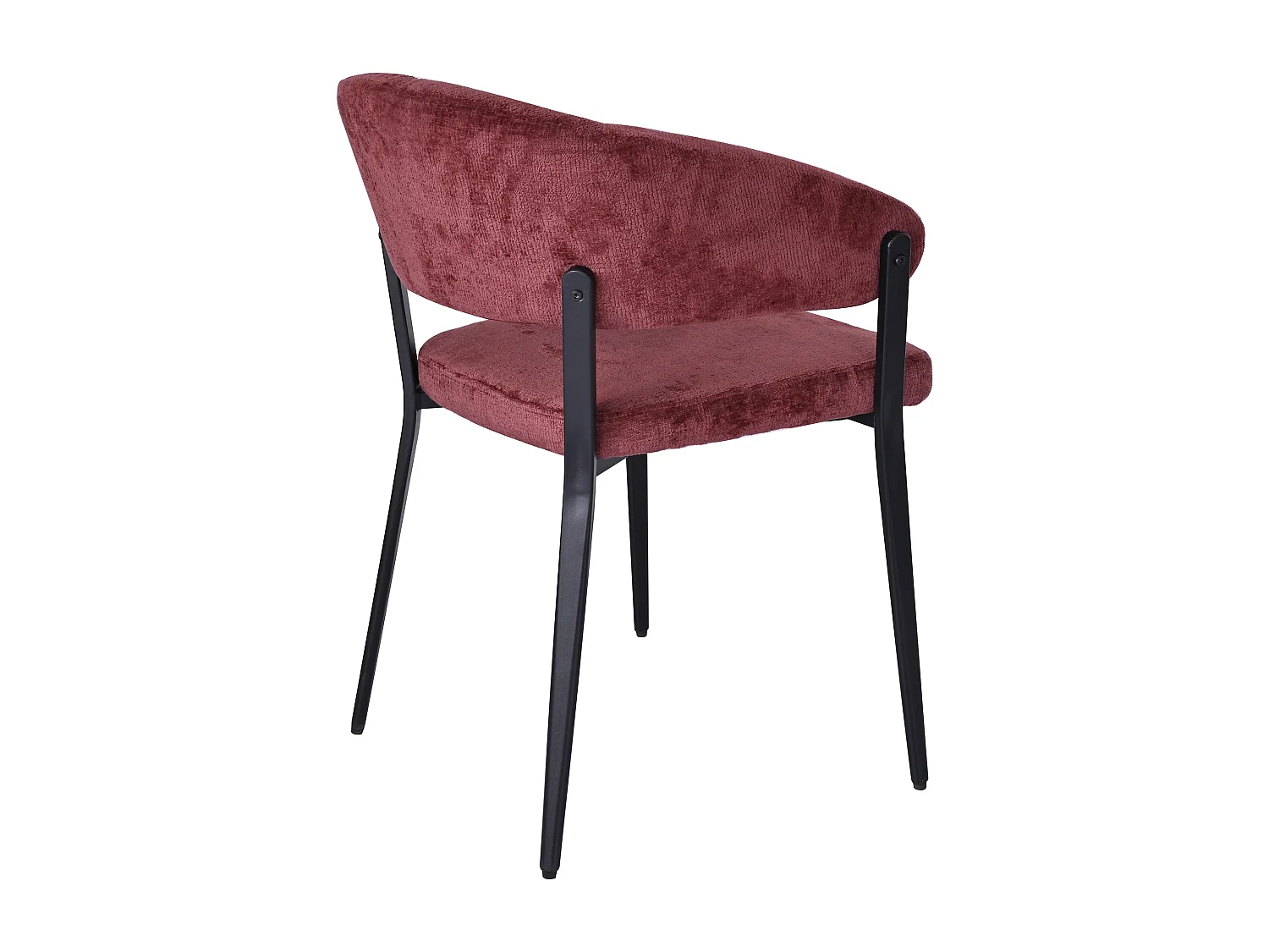 Lot de 6 chaises avec accoudoirs en tissu texturé et métal noir - Bordeaux - AVRELA