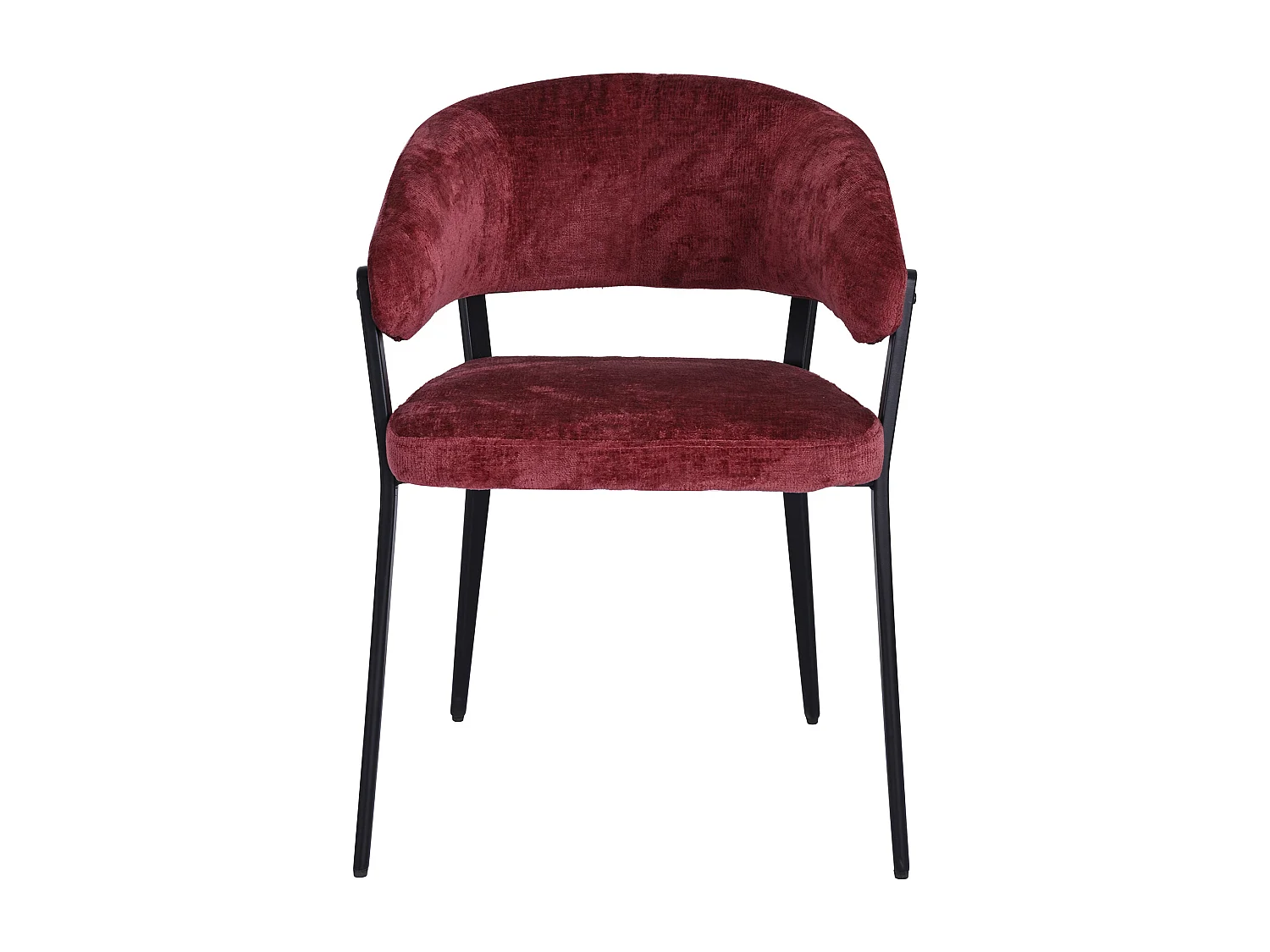 Lot de 6 chaises avec accoudoirs en tissu texturé et métal noir - Bordeaux - AVRELA