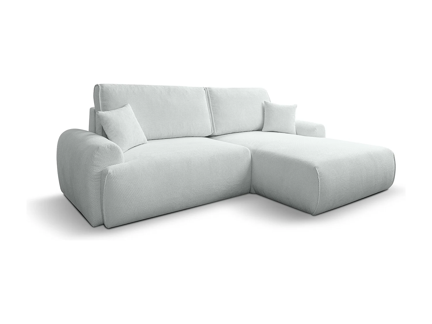 Canapé d'Angle droit avec fonction de couchage Noboo coffre en gris clair direct fabricant, livraison et installation offertes