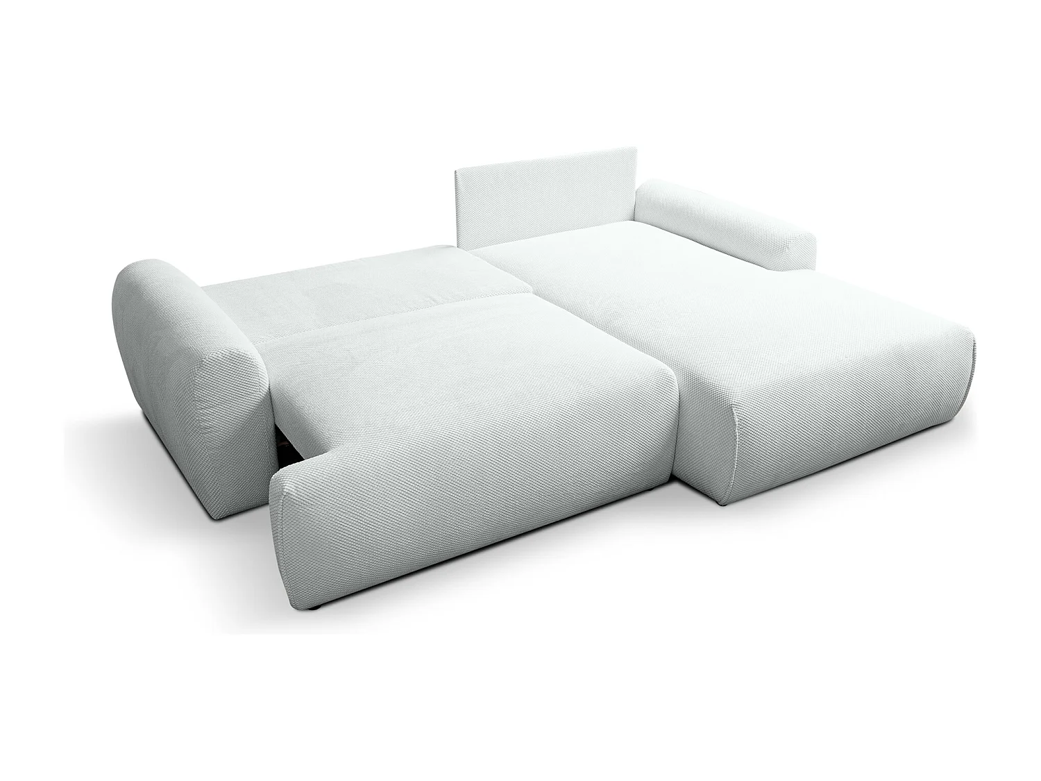 Canapé d'Angle droit avec fonction de couchage Noboo coffre en gris clair direct fabricant, livraison et installation offertes