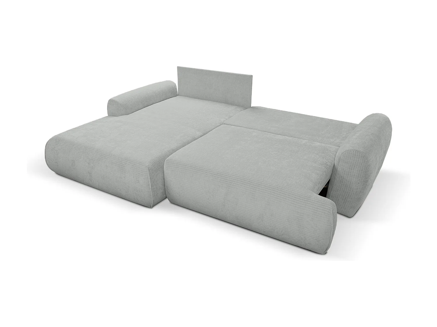 Divano letto angolare reversibile con vano contenitore universale Noboo in velluto a coste grigio chiaro del produttore - VINOTTI