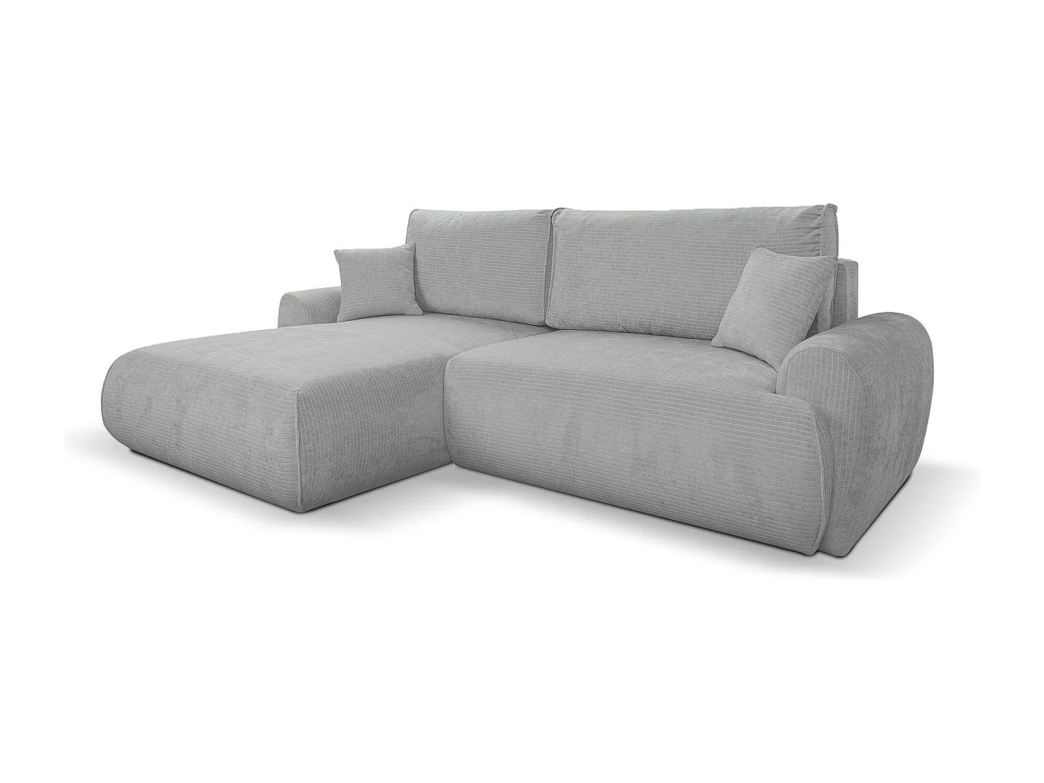 Divano letto angolare sinistro con vano contenitore Noboo in velluto a coste grigio chiaro del produttore - VINOTTI