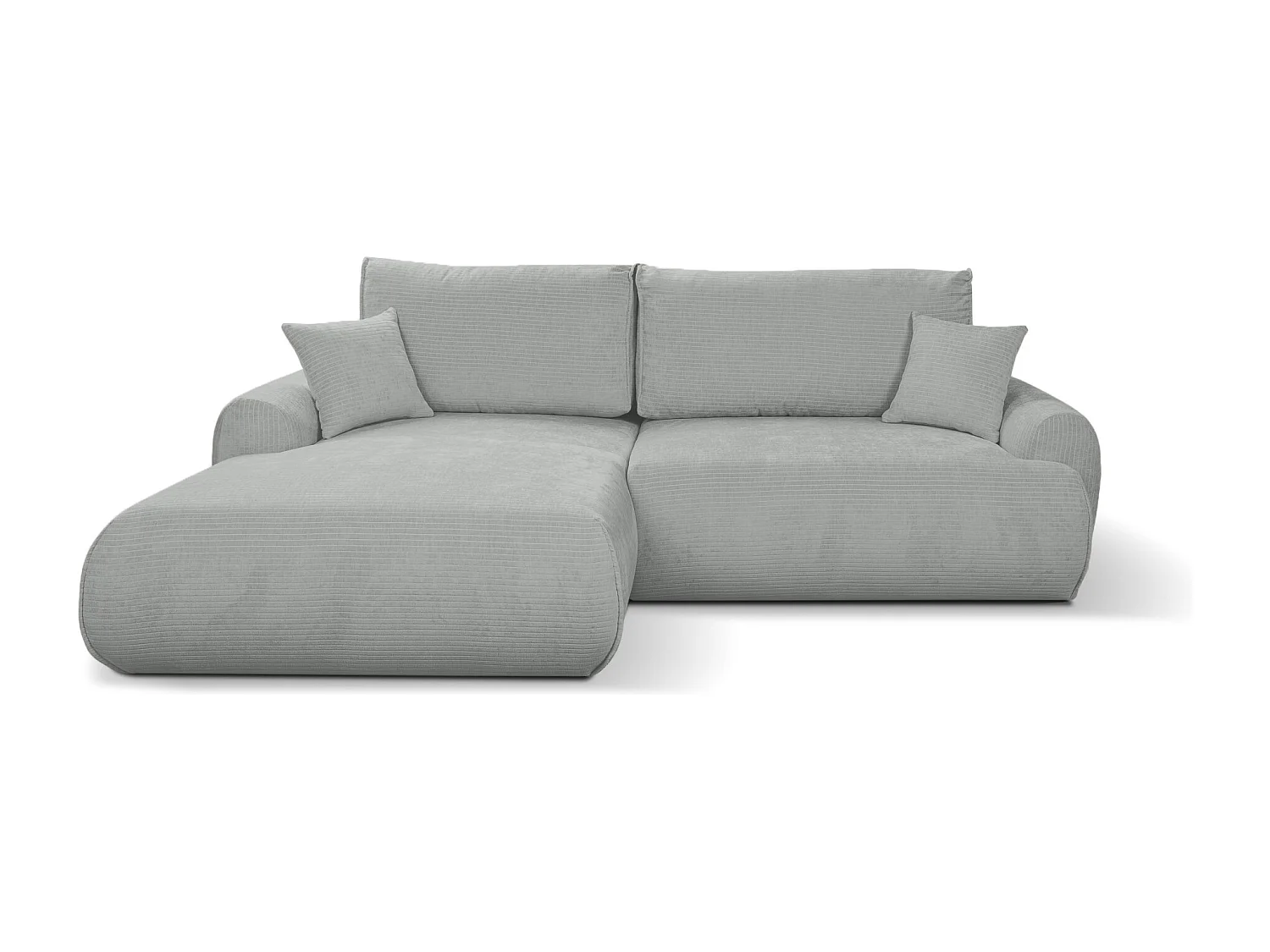 Divano letto angolare sinistro con vano contenitore Noboo in velluto a coste grigio chiaro del produttore - VINOTTI