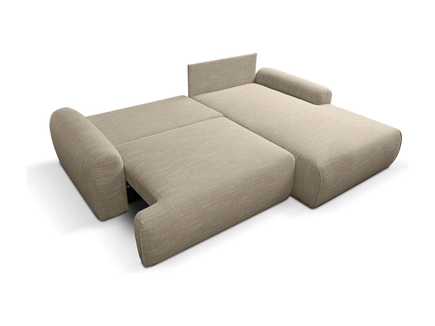 Canapé d'Angle droit avec fonction de couchage Noboo coffre en brun direct fabricant, livraison et installation offertes