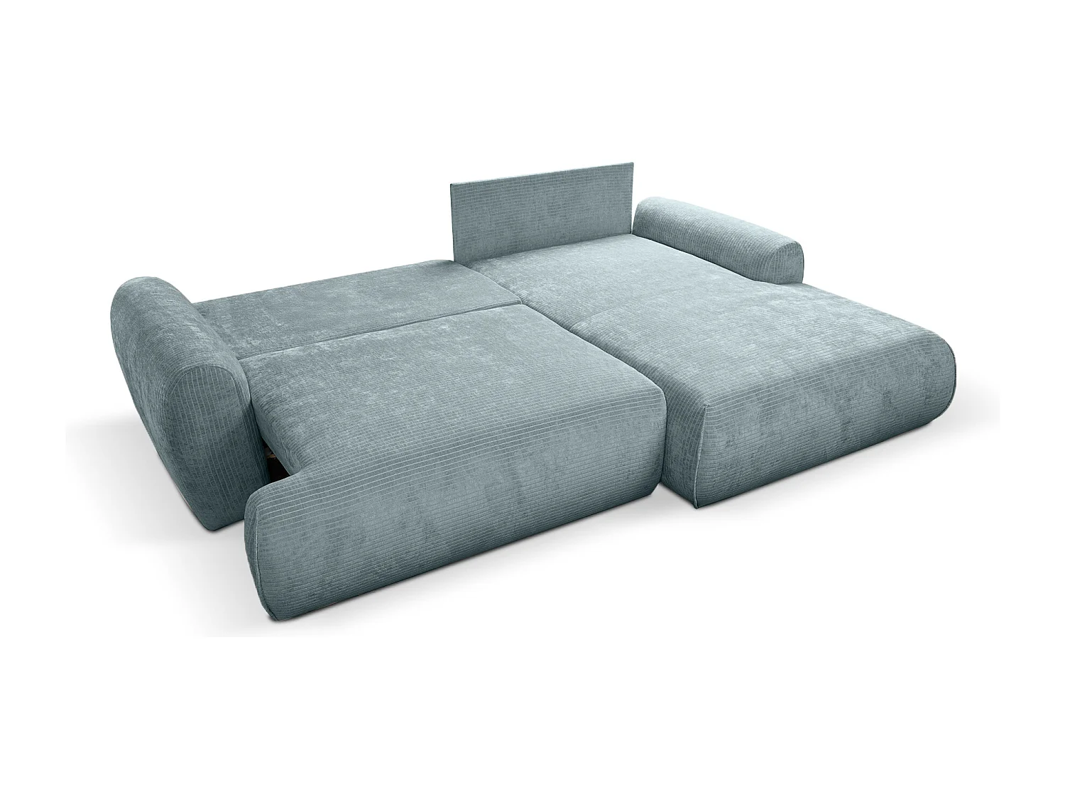 Divano letto angolare destro con vano contenitore Noboo in velluto a coste blu del produttore - VINOTTI