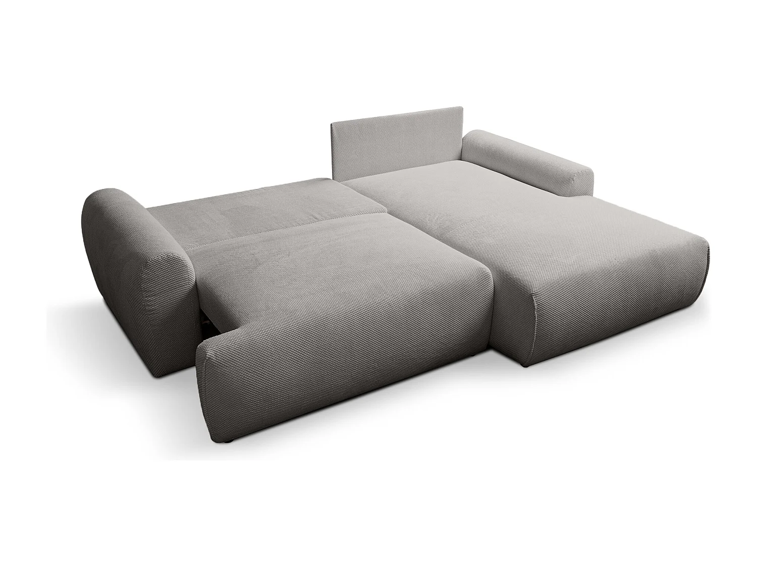 Canapé d'Angle droit avec fonction de couchage Noboo coffre en beige direct fabricant, livraison et installation offertes