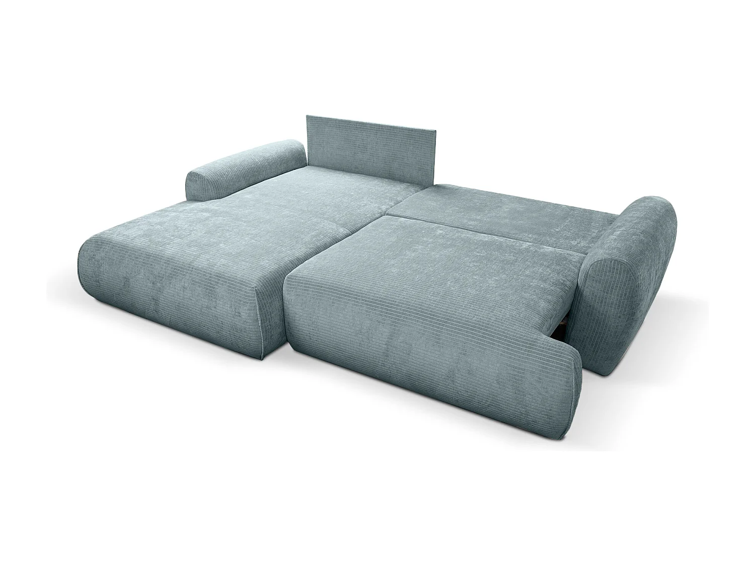 Divano letto angolare sinistro con vano contenitore Noboo in velluto a coste blu del produttore - VINOTTI