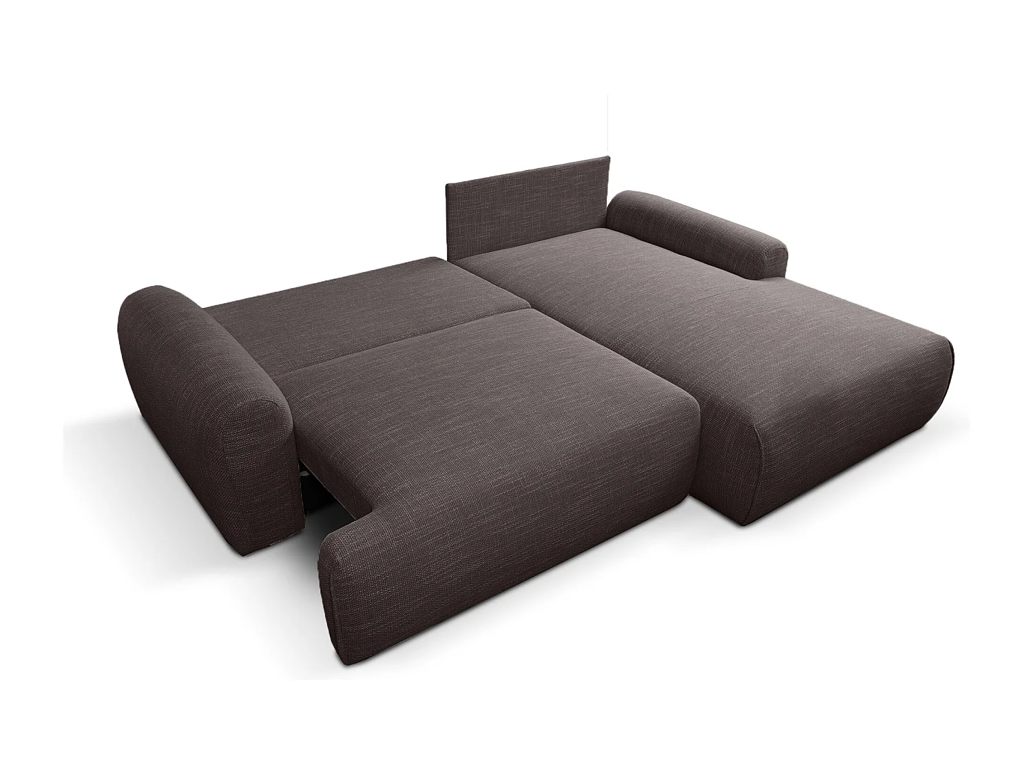 Canapé d'Angle droit avec fonction de couchage Noboo coffre en brun chocolat direct fabricant, livraison et installation offertes
