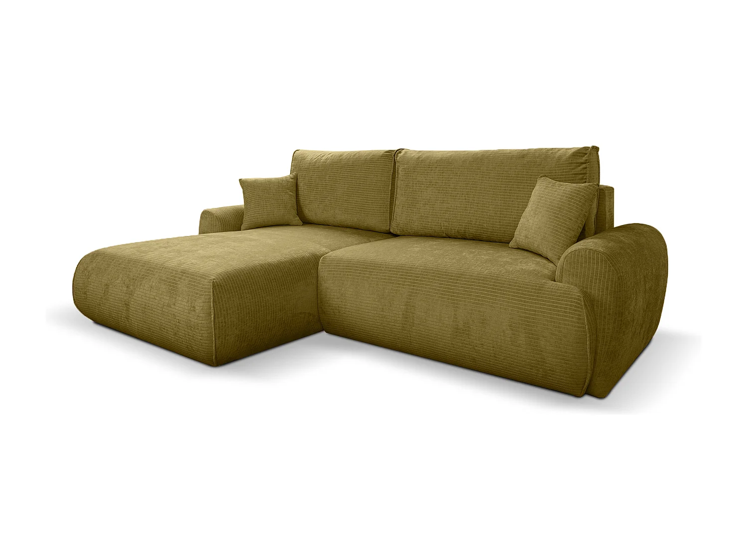 Canapé d'Angle gauche avec fonction de couchage Noboo coffre en velours côtelé moutarde du fabricant -VINOTTI