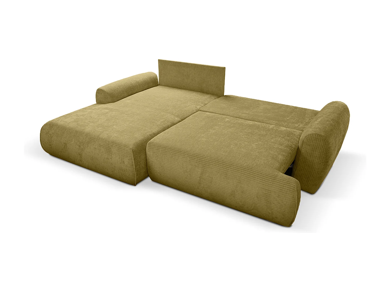 Canapé d'Angle gauche avec fonction de couchage Noboo coffre en velours côtelé moutarde du fabricant -VINOTTI