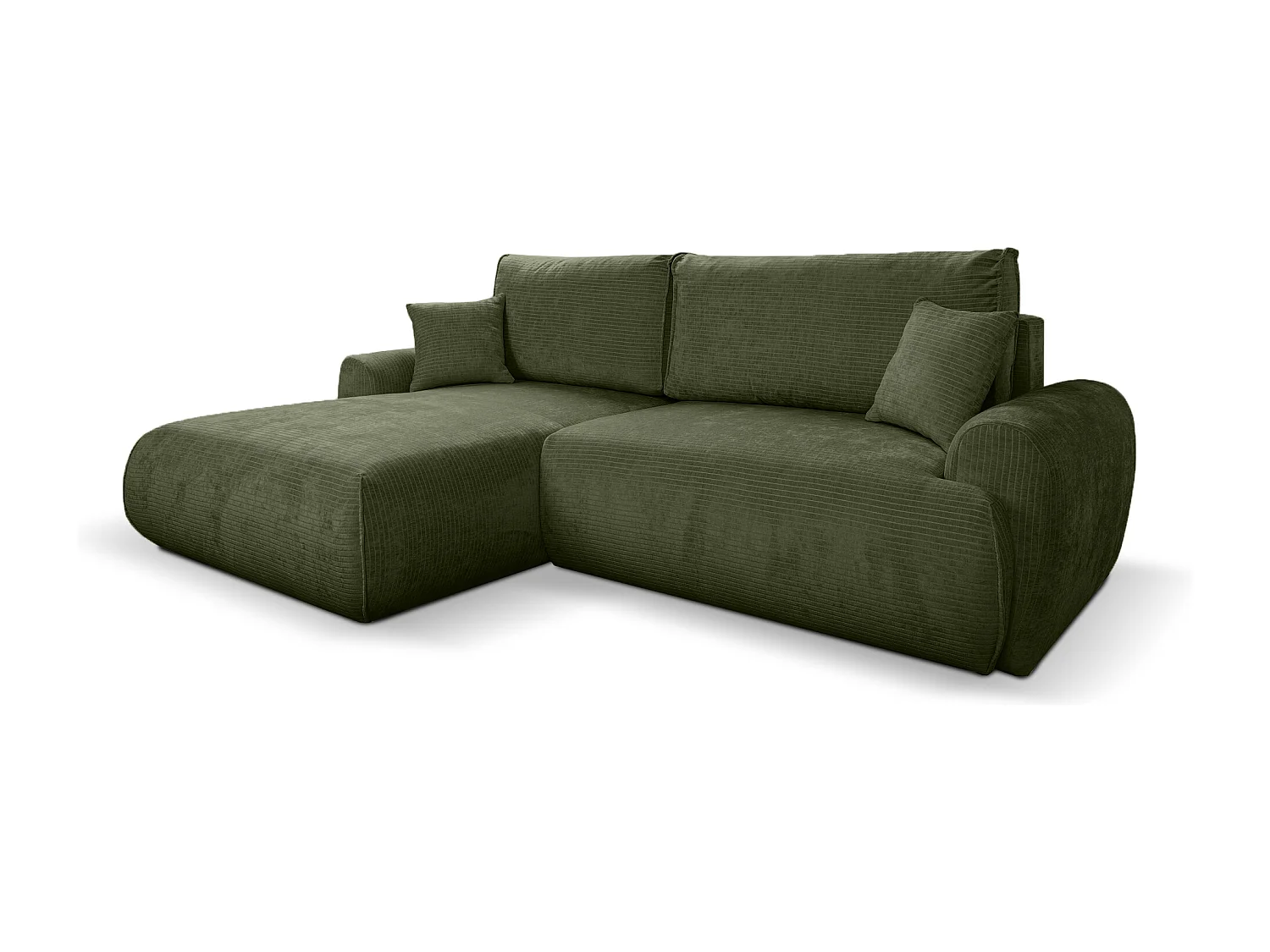 Divano letto angolare reversibile con vano contenitore universale Noboo in velluto a coste verde del produttore - VINOTTI