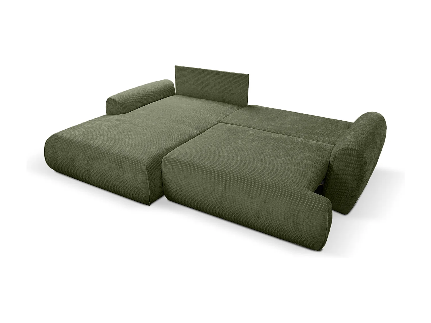 Canapé d'Angle gauche avec fonction de couchage Noboo coffre en velours côtelé vert du fabricant -VINOTTI