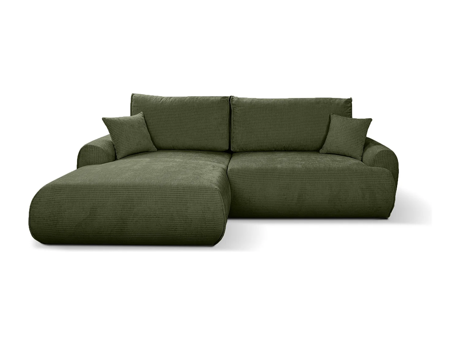 Canapé d'Angle gauche avec fonction de couchage Noboo coffre en velours côtelé vert du fabricant -VINOTTI