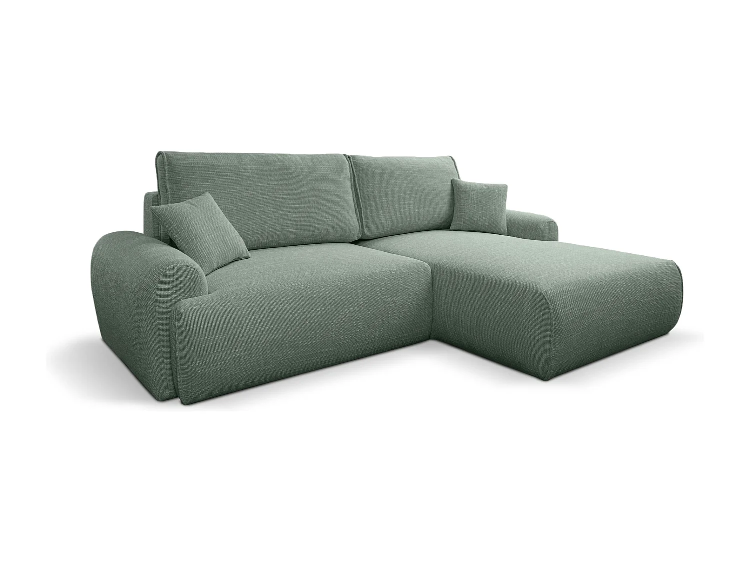 Canapé d'Angle droit avec fonction de couchage Noboo coffre en vert du fabricant -VINOTTI