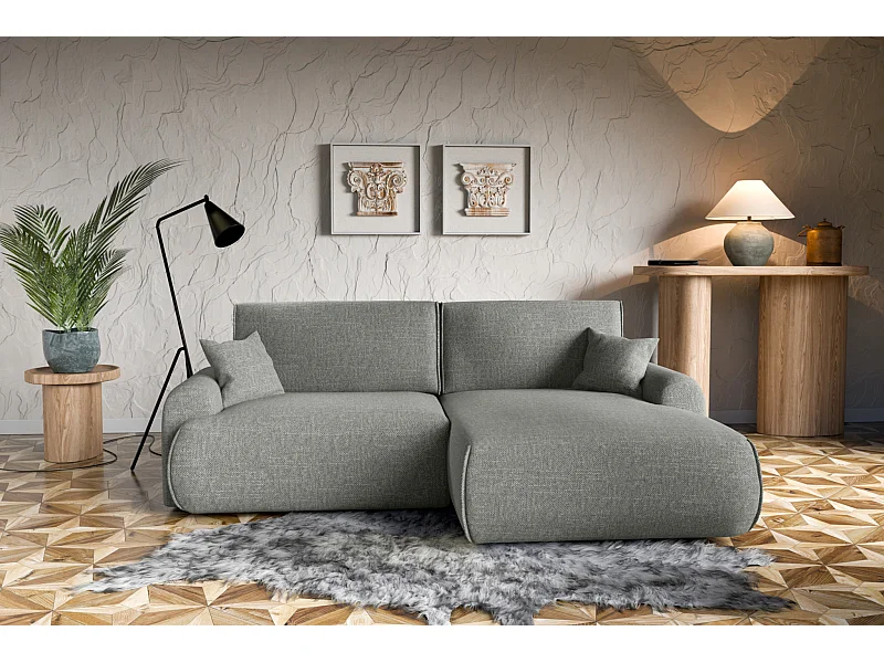 Divano letto angolare destro con vano contenitore Noboo in grigio direttamente dal produttore, consegna e installazione gratuite